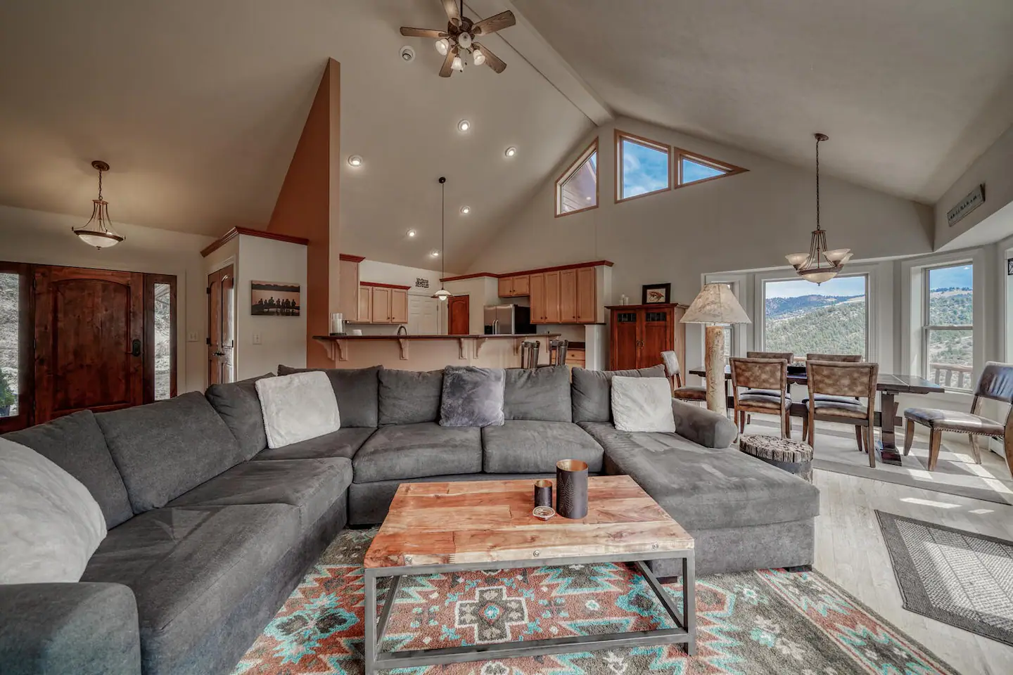 Vacation Rental in Salida Colorado with Mountain Views - Living room with expansive windows mountain views